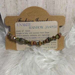 Unakite Rainbow Jasper Beaded Bracelet